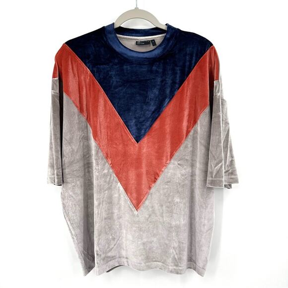 ASOS DESIGN co-ord oversized t-shirt in velour colour block Size S - Picture 1 of 6
